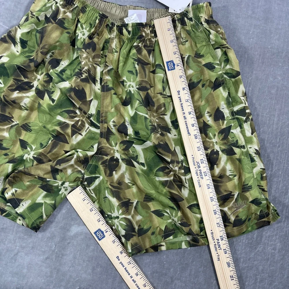 NWT Speedo Mens Large Floral Print Swim Trunks‎ Shorts Elastic Waist